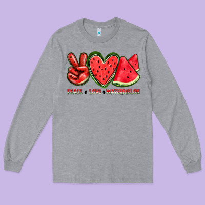 Peace Love Watermelon Long Sleeve Tee Designed By Texasbilliewilder