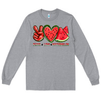 Heather Grey peace love watermelon Long Sleeve Tee - texasbilliewilder