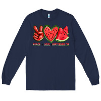 Navy peace love watermelon Long Sleeve Tee - texasbilliewilder