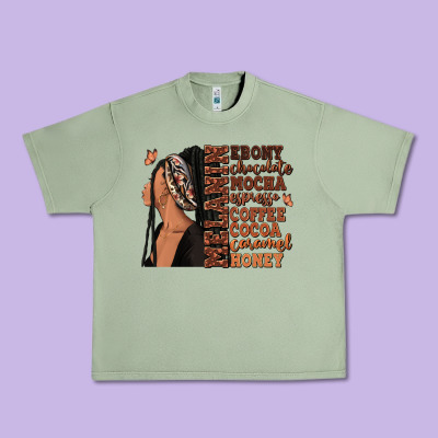 Melanin Many Shades Of Brown Afro Woman Urban Heavy Tee Designed By Ranaportraitstore