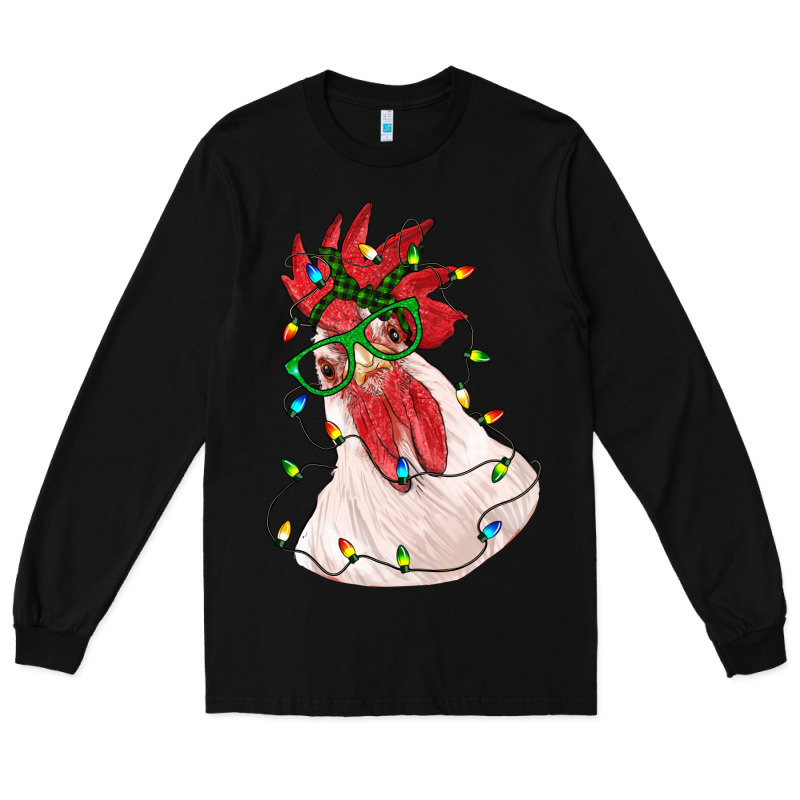Christmas Rooster With Lights Long Sleeve Tee by RanaPortraitStore | Teevron
