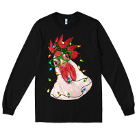 Black christmas rooster with lights Long Sleeve Tee - RanaPortraitStore