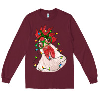 Burgundy christmas rooster with lights Long Sleeve Tee - RanaPortraitStore