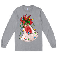 Heather Grey christmas rooster with lights Long Sleeve Tee - RanaPortraitStore