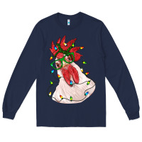Navy christmas rooster with lights Long Sleeve Tee - RanaPortraitStore