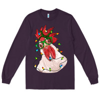Plum christmas rooster with lights Long Sleeve Tee - RanaPortraitStore