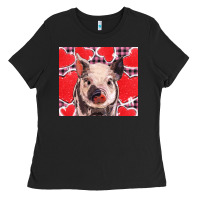 Black valentine's day glitter hearts pig Ladies Tee - BarkalooDesign
