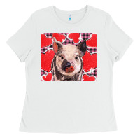 White valentine's day glitter hearts pig Ladies Tee - BarkalooDesign