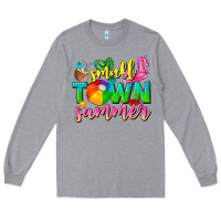 Heather Grey small town summer tbw Long Sleeve Tee - texasbilliewilder