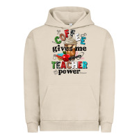 Pigment French Oak coffee gives me teacher power Urban Hoodie - NancyCooperArtShop