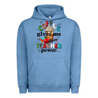 Pigment Pebble Blue coffee gives me teacher power Urban Hoodie - NancyCooperArtShop