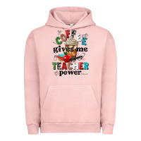 Pigment Salmon coffee gives me teacher power Urban Hoodie - NancyCooperArtShop