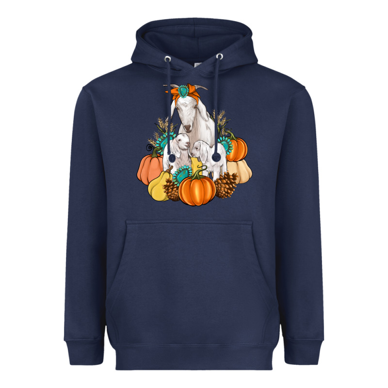 Goat Family Fall Pumpkins Gemstone Heavyweight Hoodie by Artiststas | Teevron