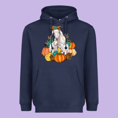 Goat Family Fall Pumpkins Gemstone Heavyweight Hoodie Designed By Artiststas