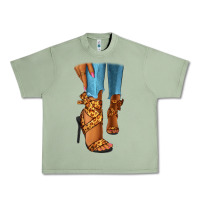 Leopard Heels Black Fashion Girl Urban Heavy Tee | Teevron