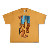 Peanut Butter Leopard heels black fashion girl Urban Heavy Tee - RanaPortraitStore