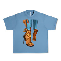Pebble Blue Leopard heels black fashion girl Urban Heavy Tee - RanaPortraitStore