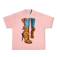 Salmon Leopard heels black fashion girl Urban Heavy Tee - RanaPortraitStore