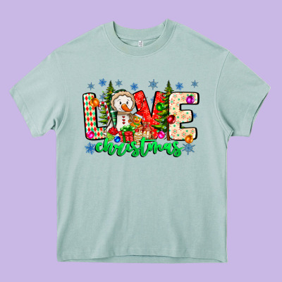 Love Christmas Heavy Core Tee Designed By Cowhidedigitalart
