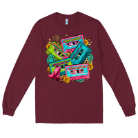 Burgundy 90's country cassette tapes Long Sleeve Tee - Zillion Design Studio