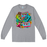 Heather Grey 90's country cassette tapes Long Sleeve Tee - Zillion Design Studio
