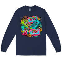 Navy 90's country cassette tapes Long Sleeve Tee - Zillion Design Studio