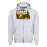 Heather Grey all i want for christmas is cure childhood cancer Zipper Hoodie - FaDigitalArtStudio