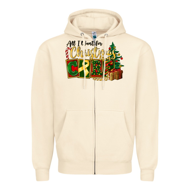 All I Want For Christmas Is Cure Childhood Cancer Zipper Hoodie by FaDigitalArtStudio | Teevron