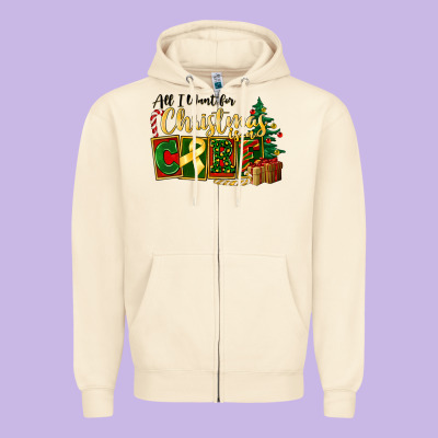 All I Want For Christmas Is Cure Childhood Cancer Zipper Hoodie Designed By Fadigitalartstudio