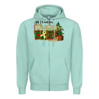 Seafoam all i want for christmas is cure childhood cancer Zipper Hoodie - FaDigitalArtStudio