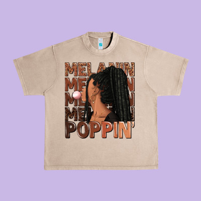 Melanin Poppin' Afro Woman Urban Heavy Tee Designed By Ranaportraitstore
