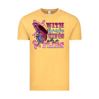 Vintage Mustard with brave wings she flies Vintage Tee - BarkalooDesign