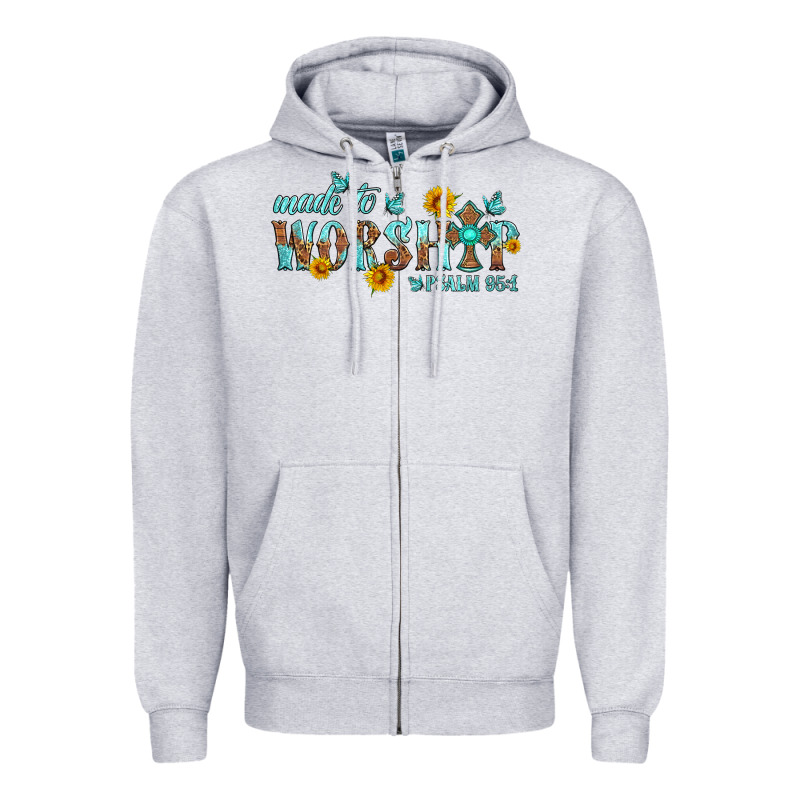 Made To Worship With Sunflowers Zipper Hoodie by HRA Design Shop | Teevron