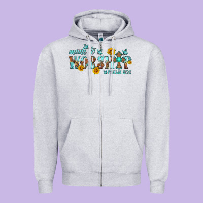 Made To Worship With Sunflowers Zipper Hoodie Designed By Hra Design Shop
