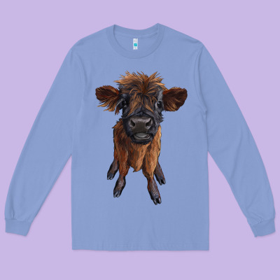 Highland Cow Calf Long Sleeve Tee Designed By Ranaportraitstore