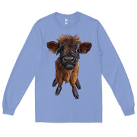 Colony Blue highland cow calf Long Sleeve Tee - RanaPortraitStore