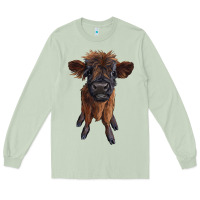 Matcha highland cow calf Long Sleeve Tee - RanaPortraitStore