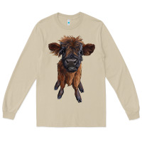 Mushroom highland cow calf Long Sleeve Tee - RanaPortraitStore