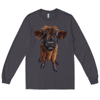 Smoke highland cow calf Long Sleeve Tee - RanaPortraitStore