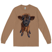 Toasted Coconut highland cow calf Long Sleeve Tee - RanaPortraitStore