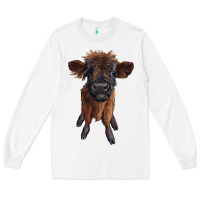 White highland cow calf Long Sleeve Tee - RanaPortraitStore