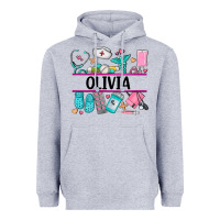 Heather Grey nurse elements with costom name Heavyweight Hoodie - AdoDesignShop