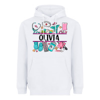 White nurse elements with costom name Heavyweight Hoodie - AdoDesignShop