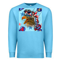 Ocean Blue mullet eagle with balloon seamless pattern Premium Sweatshirt - BundleAndBundleShop