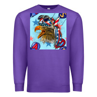Purple mullet eagle with balloon seamless pattern Premium Sweatshirt - BundleAndBundleShop