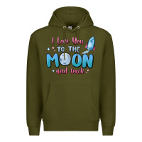 Army Green i love you to the moon and back Premium Hoodie - MaliasSmallBusiness