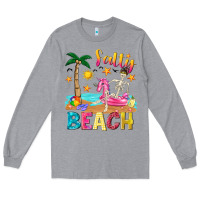 Heather Grey salty beach Long Sleeve Tee - texasbilliewilder