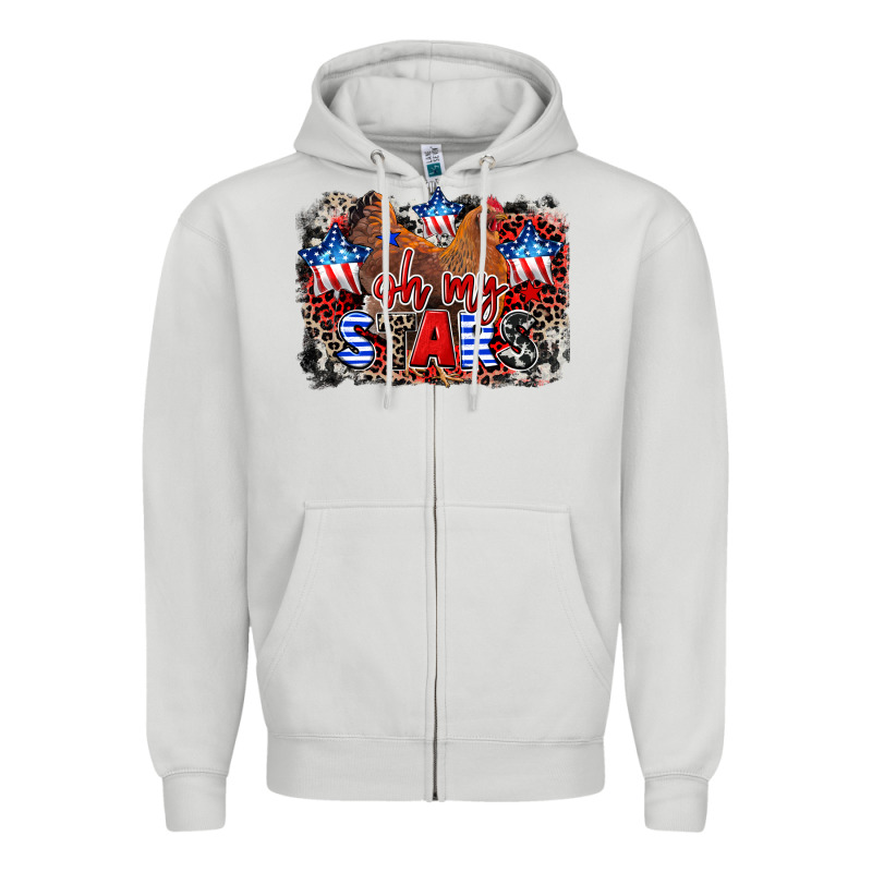 Oh My Stars Chicken 4th Of July Zipper Hoodie by CowGirlArtShop | Teevron