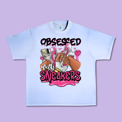 Obsessed With Sneakers Pink Afro Woman Urban Heavy Tee Designed By Ranaportraitstore