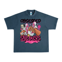 Midnight Navy Obsessed with sneakers pink afro woman Urban Heavy Tee - RanaPortraitStore